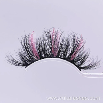 100% real mink eyelashes 25mm glitter mink lashes